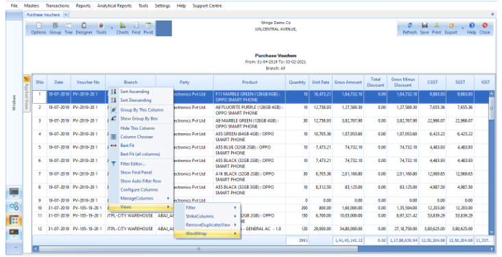 Configure Pivot Tables